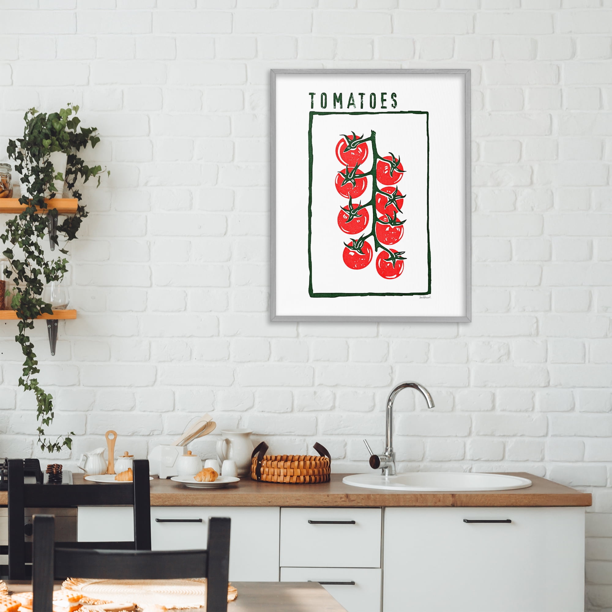 Stupell Industries Ripe Tomatoes Cluster Gray Framed Giclee Art, design by Amanda Greenwood