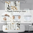 thumbnail image 6 of White Shower Curtain for Stall Bathroom Gold Black Eucalyptus Leaves Neutral Farmhouse Room Partition Home Decor Botanical Plants Waterproof Fabric RV Shower Curtains 36x72inches with Hooks, 6 of 6