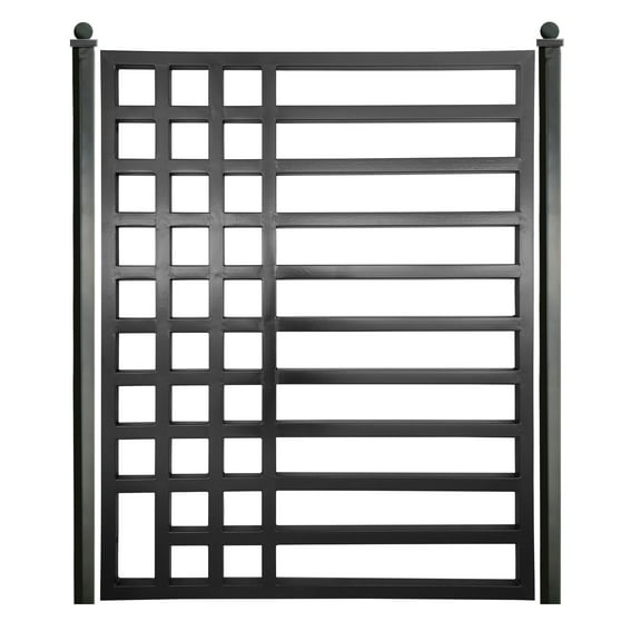 ALEKO Yard Garden Modern Kyiv Style Steel Pedestrian Gate 5 x 4.5 ft Black