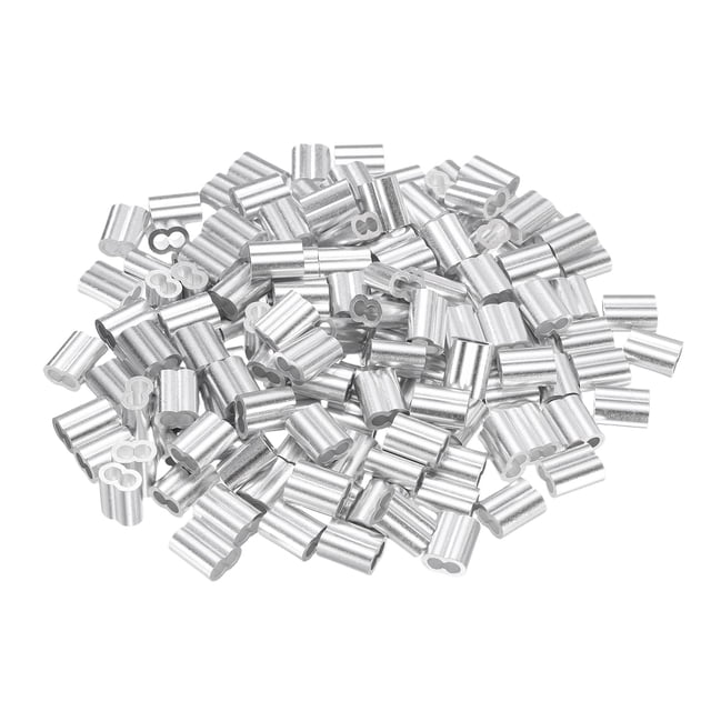 200Pcs Aluminum Crimping Loop Sleeve for 5/32" Diameter Wire Rope, Double Ferrule Wire Rope Sleeve for Cable Line End
