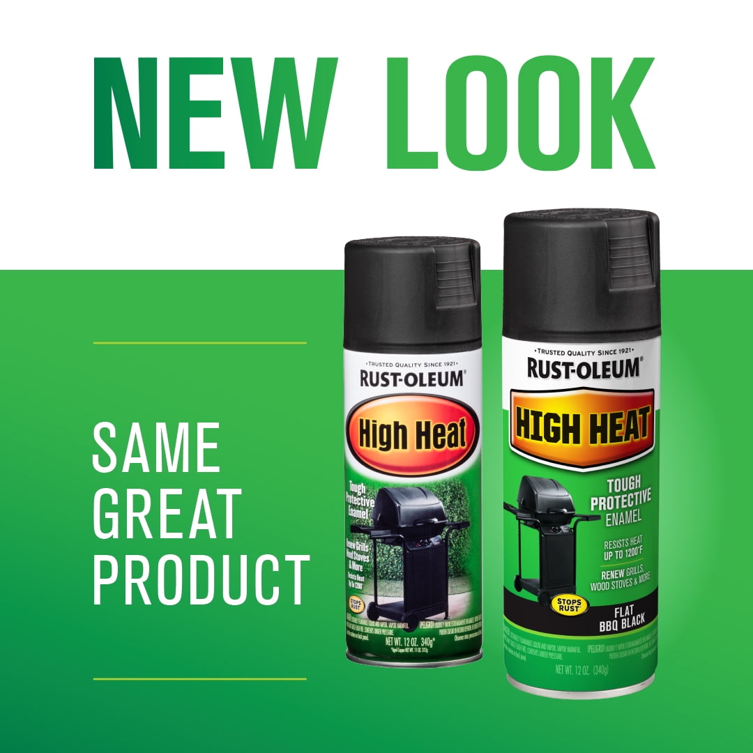 (2 pack) 6 Pack, Bar-B-Que Black, Rust-Oleum Specialty Satin High Heat Spray Paint- 12 oz