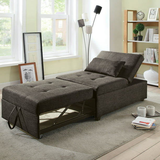 Furniture Of America Jave Modern Linen Fabric Convertible Futon Chair Walmart Com Walmart Com