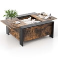 thumbnail image 1 of Costway 36.5" Coffee Table Square Cocktail Tea Table with Sliding Top & Hidden Compartment Walnut, 1 of 10