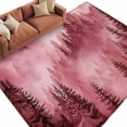 thumbnail image 2 of Pink Mountain 5'x7' Area Rug, Misty Forest Nature Woodland Pine Tree Landscape Washable Non-Slip Soft Rugs, Low-Pile Large Carpet for Living Room Bedroom Dining Room, Non-Shedding Accent Rug, 2 of 9