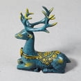 thumbnail image 2 of Estatua de resina de ciervo, figura decorativa, estatuas de ciervo, decoración coleccionable para Navidad. Azul, 2 of 6