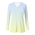 thumbnail image 3 of ZUKMRJPC Women's V Neck Long Sleeve T Shirts Fashion Gradient Color Casual Lightweight Tunic Tops Slim Fit Soft Comfy Basic Tees, 3 of 5