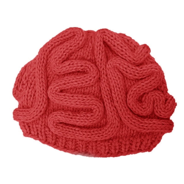 Gorro con forma de cerebro de parodia de terror, gorro con forma de cerebro de personalidad tejido a mano para Halloween