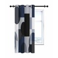thumbnail image 7 of Abstract Stitching Thermal Insulated Blackout Curtains for Bedroom 36 Length Blue Black Square Round Visual Art Room Darkening Curtain 1 Panel Grommet Window Curtain Drape for Living Room, 7 of 7
