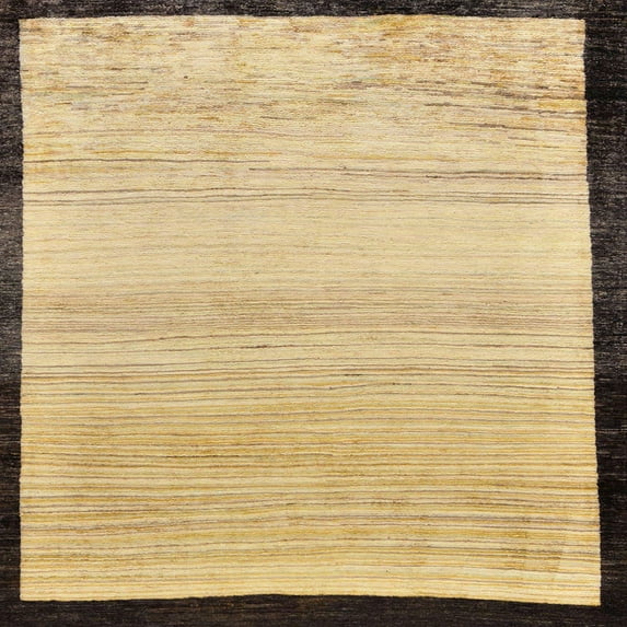 Ahgly Company Indoor Square Abstract Chrome Gold Yellow Solid Area Rugs, 7' Square