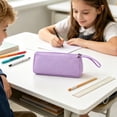 thumbnail image 6 of Oxford Pencil Pouch with Wrist Strap, 2 Compartments Solid Color Pencil Case for Office Desk Travel and Cosmetic Storage, 7.9 Inch, 6 of 8