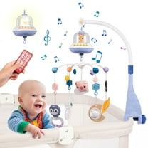 FEBFOXS Baby Crib Mobile Toys, Baby Mobile for Crib with Music and Lights, Nursery Mobile for Bassinet with Remote