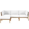 thumbnail image 2 of Modway Clearwater 4-Piece Wood Fabric Outdoor Sectional Sofa in Gray/White, 2 of 10