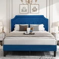 thumbnail image 2 of VECELO Full Upholstered Platform Bed Frame with Height Adjustable Tufted Button Headboard, Strong Wood Slat Support, No Box Spring Needed, Blue, 2 of 11