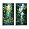 thumbnail image 2 of Designart "Emerald Canopy Bold Forest art painting IV" Forest Framed Wall Art Set Of 2 - Gold Landscapes Framed Canvas Set For Living Room Decor, 2 of 7