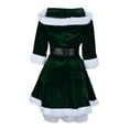 thumbnail image 5 of SRZYMJ Mrs Santa Claus Costume Dress for Women Velvet Hooded Dress with Belt Holiday Party Long Sleeve Dress Christmas Clothes, 5 of 9