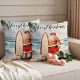 thumbnail image 2 of Surfboard Santa Christmas Outdoor Pillow Covers 20"x20" Set of 2,Waterproof Throw Pillow Covers for Patio Furniture,Coastal Nautical Beach Shell Decorative Cushion Pillowcases for Garden Couch Sofa, 2 of 9