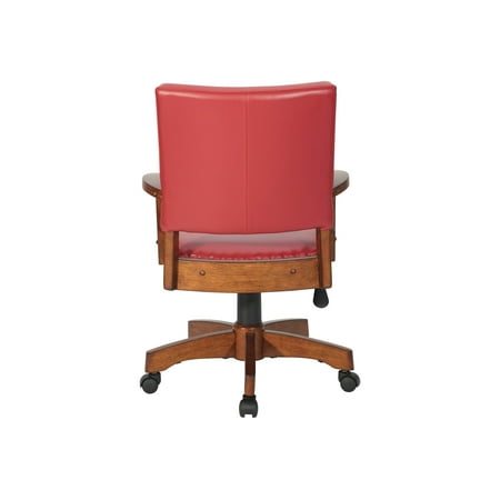 OSP Home Furnishings - Wood Bankers 5-Pointed Star Wood and Steel Office Chair - Red