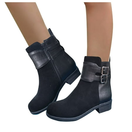 

Cathalem Womens Boots Size 13 Pointed Low-barrel Women s Shoes Ankle Boots Color Solid Mid-heel Toe Womens Low Boots Men Made Black 8