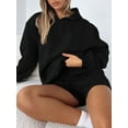 thumbnail image 6 of FEORJGP Women 2 Piece Sweatsuit Long Sleeve Hoodies Solid Color Hooded Sweatshirt Pullover Jumper Tops and Shorts Outfits Trendy Loose Casual Fit Loungewear for Summer Spring, 6 of 7