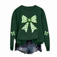 thumbnail image 4 of Womens St Patricks Day Shirt Shamrock Bow Print Shirts Crew Neck Sweatshirts Long Sleeve Pullover Tops Green Outfits for Women, 4 of 4