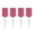 thumbnail image 1 of Lot de 4 brosses à cheveux incurvées et ventilées, pour massage et démêlage, pour cheveux épais, avec manche blanc et dents de rose, 1 of 4