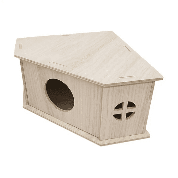 Hedgehog House Small Animal Habitat Wooden Hide Hut Playground Small Animal Habitat Sturdy Natural Pet Supplies