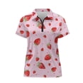 thumbnail image 4 of Garronmavis Quarter Zip Golf Shirt Women Size XL Collar Workout Shirts Short Sleeve Tennis Shirts Athletic Workout Womens Fruit Golf Shirt, Strawberry, 4 of 7