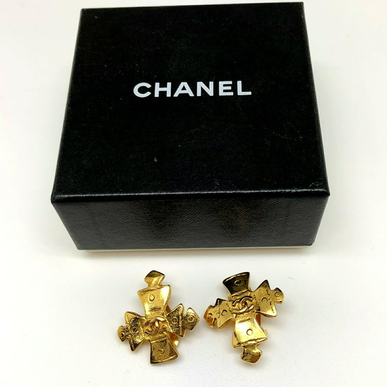Pre-Owned CHANEL Chanel Earrings 94P Gold Coco Mark Women's