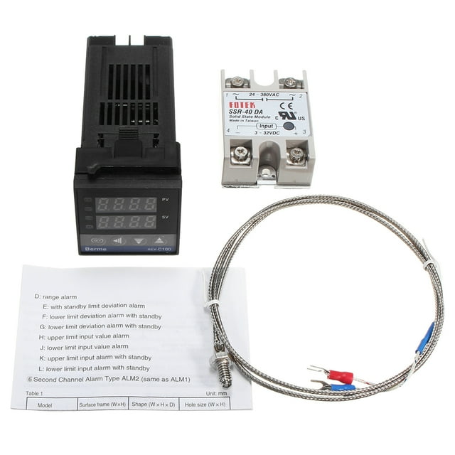 TFixol Digital LCD PID REX-C100 Temperature Controller Set + K Thermocouple + Max.40A SSR