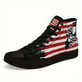 thumbnail image 2 of Coolcustomize Men's Gothic High-Top Sneakers - American Flag & Skull Graphic Streetwear Shoes, Lightweight Breathable Fabric Casual Trainers, Urban Fashion, Patriotic Design, Urban Style, Plus Size, 2 of 12
