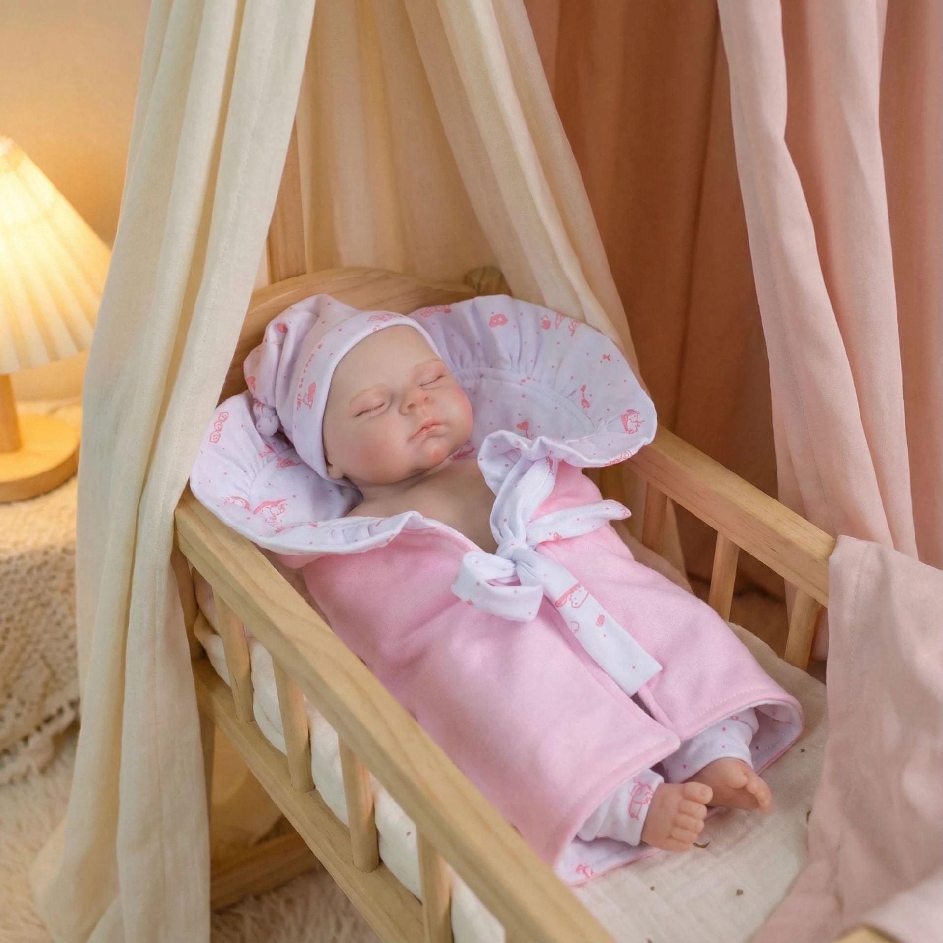 iCrade Handmade Lovely 12" Realistic Reborn Baby Dolls Girl Elastic Solid Silicone Cuddly Asleep Newborn Babies Full Body Flexible Soft Lifelike Dolls for Kids & Collectors