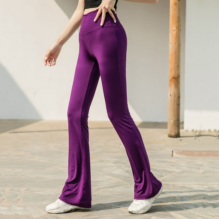 YWDJ Yoga Pants Flare Petite Length Women Trousers High Elastic High Waist  Flared Pants Thin Yoga Pants Physical Fitness Pants Purple L