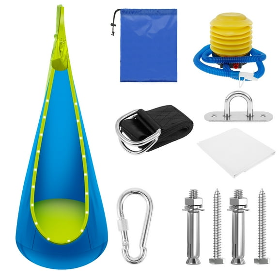 Pod Swing Seat With LED Light Strip Adjustable Comfortable Inflatable Hanging Hammock Versatile Easy to Install Light up Pod Swing for Indoor and Outdoor