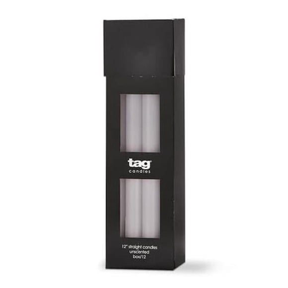 Tag 129653 12 in. Class Candle, White - Pack of 12