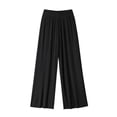 thumbnail image 3 of ClodeEU Women's Ice Silk Wide Leg Pants, High Waisted Summer Drape Trousers with Casual Pleats Black,Womens Plus L, 3 of 3