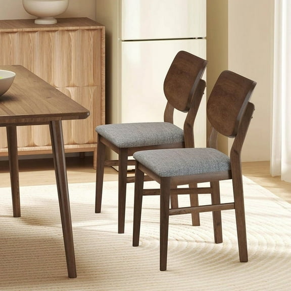 Auranook Dining Chairs Set of 2 w/ Rubber Wood Frame Padded Seat Curved Back Dining  Room