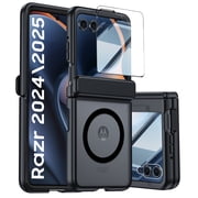 Oupeigar for Motorola Razr 2026 / Razr 2025 / Razr 2024 Phone Case,with Wireless Charging,Fit for Magsafe & Screen Protector Shockproof Case-Black