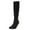 Black, variant on FSJ Women Stylish Chain High Heel Knee High Boots Rounded Closed Toe Side Zip Wide Calf Boots Fashion Casual Outing Shoes Size 8 Burgundy