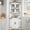 White, variant on Home Farmhouse Corner Cabinet, Tall Corner Storage Cabinet with Glass Door & Adjustable Shelves, Bathroom Cabinet with Storage for Living Room, Kitchen, Bathroom