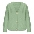 thumbnail image 6 of Fesfesfes Women's Leisure Daily Blouses Comfortable Loose Long Sleeved V-Neck Tops with Buttons for Fall Outdoor Cozy Wearing Clothes(Green#4,Free Size), 6 of 8