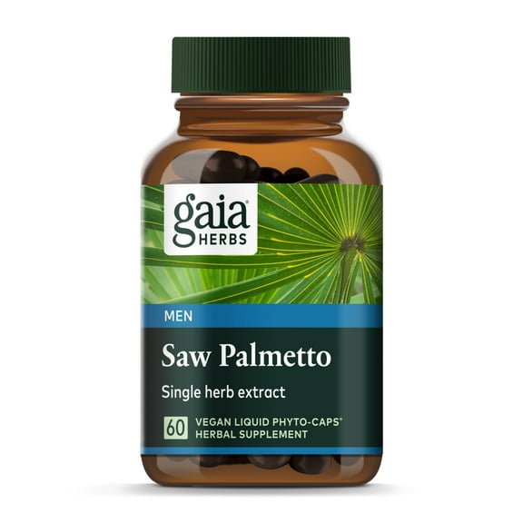 Gaia Herbs Saw Palmetto - Supports Healthy Prostate Function & Urinary Health - Saw Palmetto & Sunflower Seed Lecithin to Support Men's Health* - 60 Vegan Liquid Phyto-Caps (60 Servings)