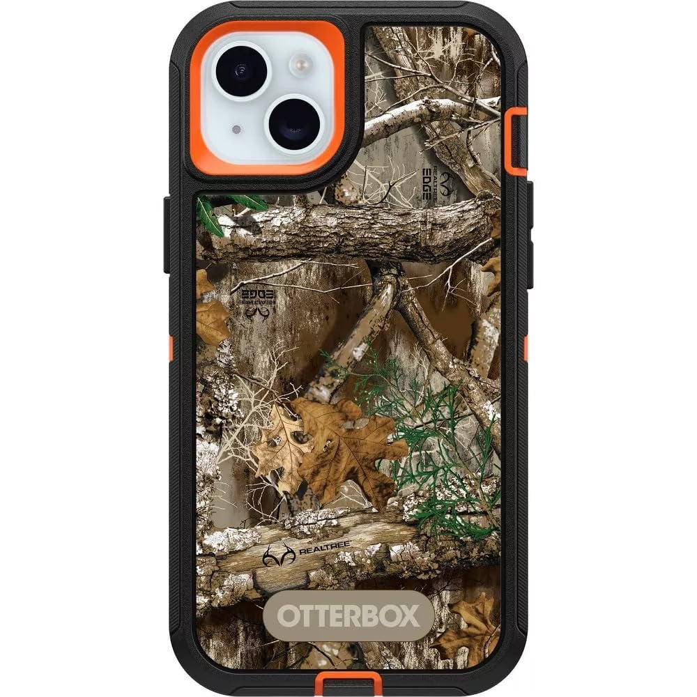 OtterBox iPhone 15 Plus & iPhone 14 Plus Only - Defender Series Case - Realtree Blaze Edge Camo - Rugged & Durable - with Port Protection - Holster Clip Includes - Microbial Defense Protection