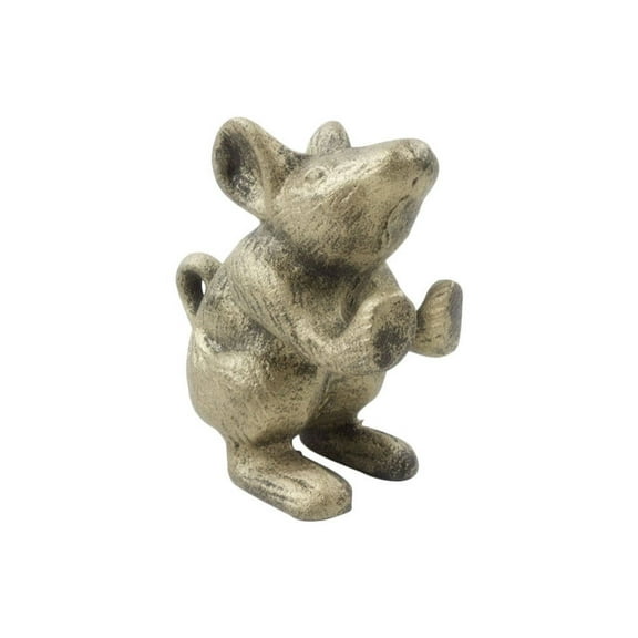Rustic Gold Cast Iron Mouse Door Stopper 5"