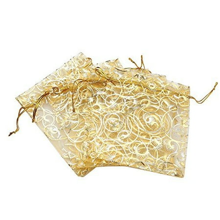 Organza Bags 100pcs Gift Bags Gold Sheer Wedding Favor Jewelry Bags ...