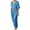 Blue, variant on Women's Linen Relaxed Fit Two-Piece Set, V-Neck Dolman Sleeve Top with Matching High Waist Pants, Casual Outfit for Everyday Wear and Vacation