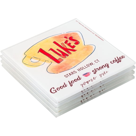 Silver Buffalo Gilmore Girls ‘Luke’s Diner’ Table Glass Coaster Set of 4