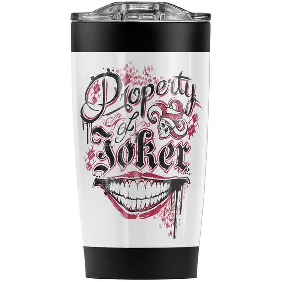Suicide Squad Property Of Stainless Steel Tumbler 20 oz Coffee Travel Mug/Cup, Vacuum Insulated & Double Wall with Leakproof Sliding Lid | Great for Hot Drinks and Cold Beverages