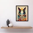 thumbnail image 2 of Quirky Boho Abstract Modern Shaman Guru Cat Art Print Framed Poster Wall Decor 12x16 inch, 2 of 5