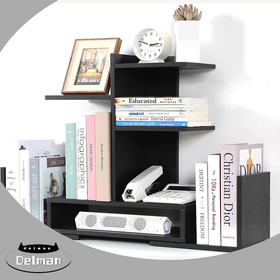 Desktop Bookshelf Organizer, Adjustable Desk Shelf Organizer, Standing