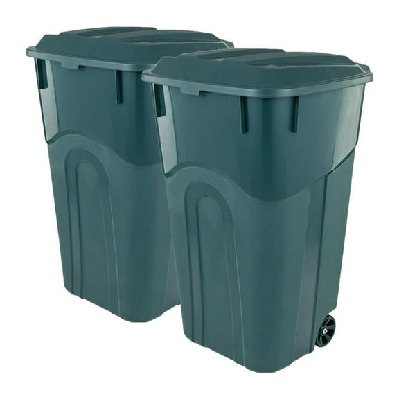 United Solutions 2 Pack 32 Gal Outdoor Garbage Trash Can ECOSolution, Green